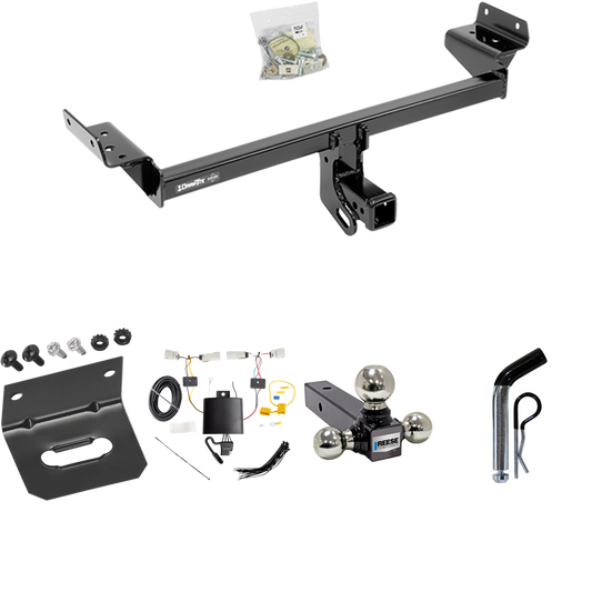 Fits 2019-2023 Ford Edge Trailer Hitch Tow PKG w/ 4-Flat Wiring Harness + Triple Ball Ball Mount 1-7/8" & 2" & 2-5/16" Trailer Balls + Pin/Clip + Wiring Bracket (Excludes: Titanium Models) By Draw-Tite