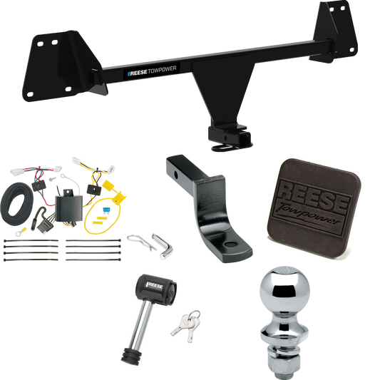 Fits 2019-2022 Toyota Corolla Trailer Hitch Tow PKG w/ 4-Flat Wiring Harness + Draw-Bar + 1-7/8" Ball + Hitch Cover + Hitch Lock (For Hatchback Models) By Reese Towpower