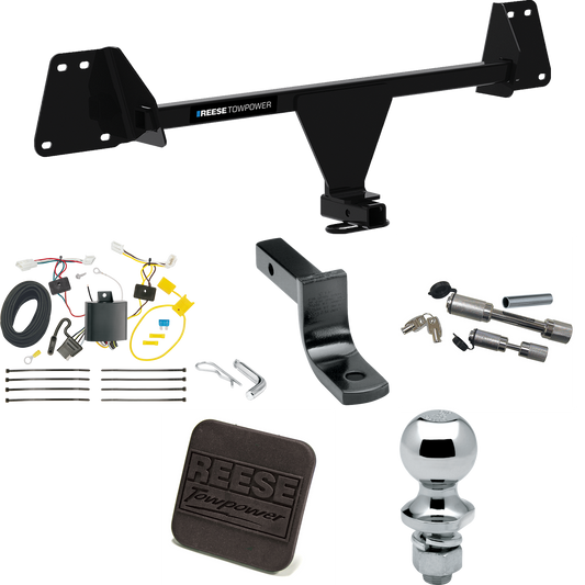 Fits 2019-2022 Toyota Corolla Trailer Hitch Tow PKG w/ 4-Flat Wiring Harness + Draw-Bar + 1-7/8" Ball + Hitch Cover + Dual Hitch & Coupler Locks (For Hatchback Models) By Reese Towpower