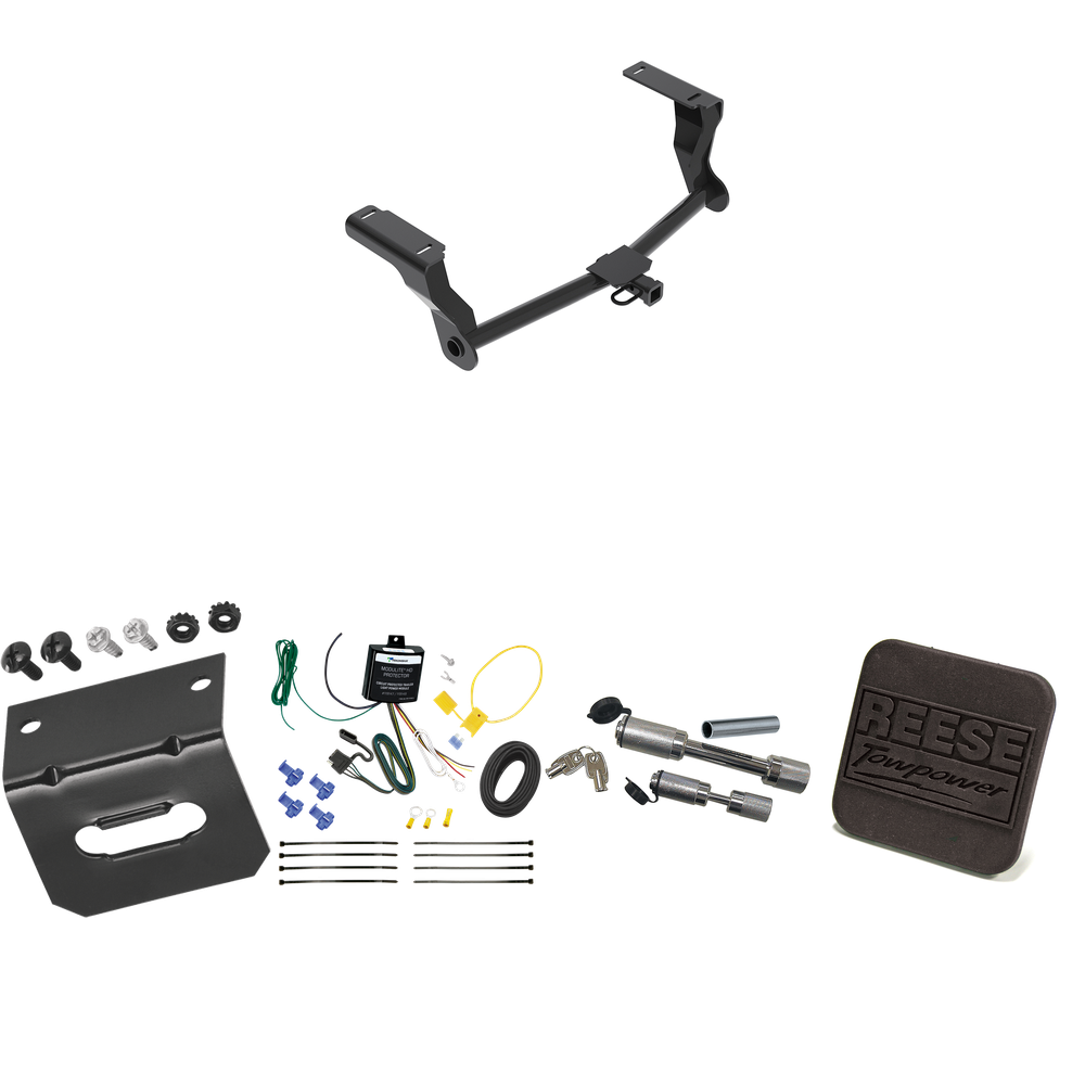 Fits 2016-2023 Subaru Crosstrek Trailer Hitch Tow PKG w/ 4-Flat Wiring Harness + Hitch Cover + Dual Hitch & Coupler Locks (For Hybrid Models) By Reese Towpower