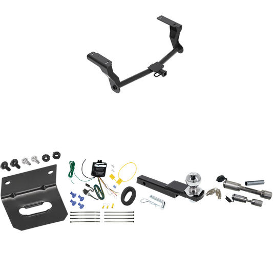 Fits 2016-2023 Subaru Crosstrek Trailer Hitch Tow PKG w/ 4-Flat Wiring Harness + Interlock Starter Kit w/ 2" Ball 1-1/4" Drop 3/4" Rise + Wiring Bracket + Dual Hitch & Coupler Locks (For Hybrid Models) By Reese Towpower