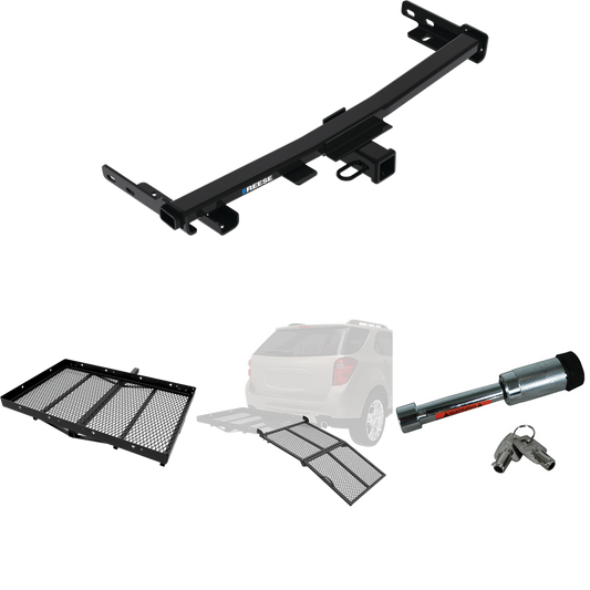 Fits 2014-2023 Jeep Cherokee Trailer Hitch Tow PKG w/ Cargo Carrier + Bi-Fold Ramp + Hitch Lock (For Trailhawk Models) By Reese Towpower