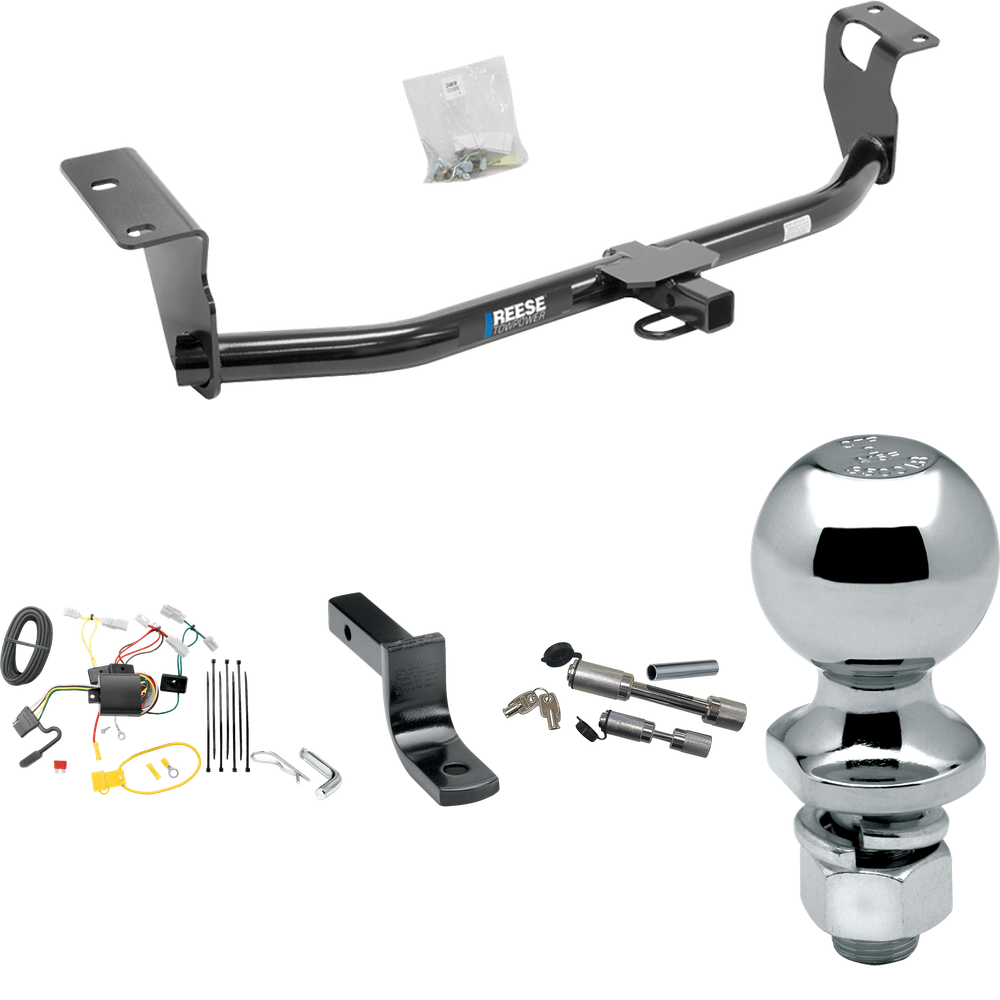 Fits 2014-2019 Toyota Corolla Trailer Hitch Tow PKG w/ 4-Flat Wiring Harness + Draw-Bar + 2" Ball + Dual Hitch & Coupler Locks (Excludes: Hatchback Models) By Reese Towpower