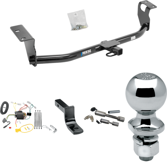 Fits 2014-2019 Toyota Corolla Trailer Hitch Tow PKG w/ 4-Flat Wiring Harness + Draw-Bar + 2" Ball + Dual Hitch & Coupler Locks (Excludes: Hatchback Models) By Reese Towpower