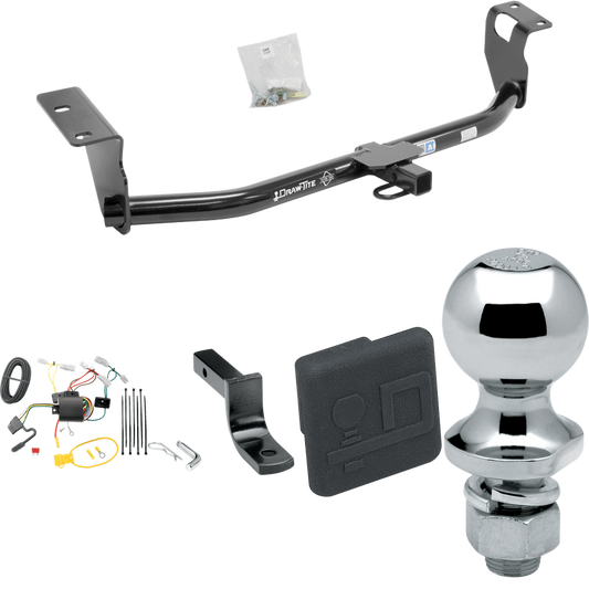 Fits 2014-2019 Toyota Corolla Trailer Hitch Tow PKG w/ 4-Flat Wiring Harness + Draw-Bar + 1-7/8" Ball + Hitch Cover (Excludes: Hatchback Models) By Draw-Tite