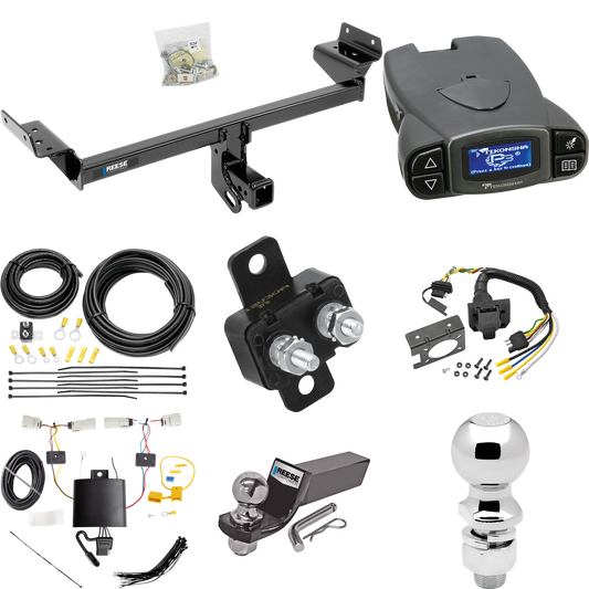 Fits 2019-2023 Ford Edge Trailer Hitch Tow PKG w/ Tekonsha Prodigy P3 Brake Control + 7-Way RV Wiring + 2" & 2-5/16" Ball & Drop Mount (Excludes: Titanium Models) By Reese Towpower