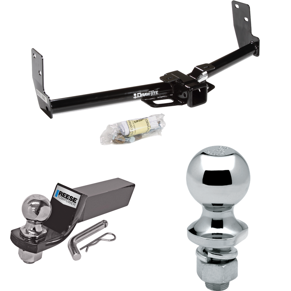 Fits 2010-2016 Cadillac SRX Trailer Hitch Tow PKG w/ Starter Kit Ball Mount w/ 2" Drop & 2" Ball + 1-7/8" Ball By Draw-Tite