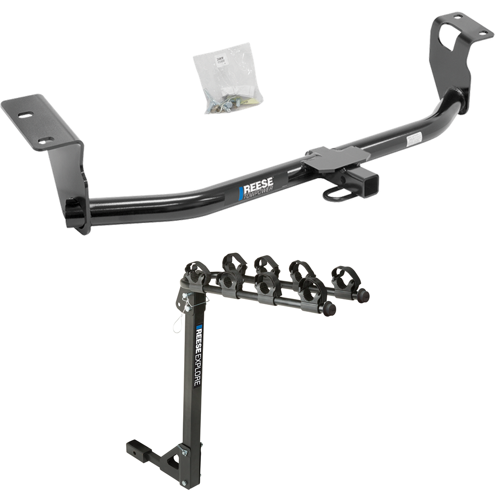 Fits 2003-2013 Toyota Corolla Trailer Hitch Tow PKG w/ 4 Bike Carrier Rack By Reese Towpower