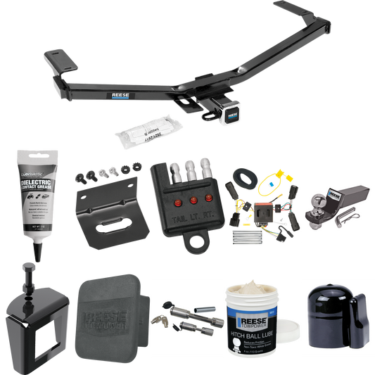 Fits 2011-2014 Ford Edge Trailer Hitch Tow PKG w/ 4-Flat Wiring + Starter Kit Ball Mount w/ 2" Drop & 2" Ball + 1-7/8" Ball + Wiring Bracket + Dual Hitch & Coupler Locks + Hitch Cover + Wiring Tester + Ball Lube + Electric Grease + Ball Wrench + Anti