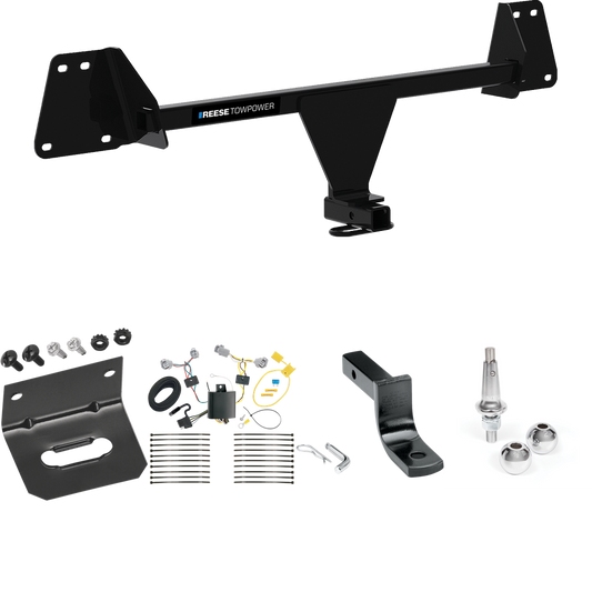 Fits 2018-2022 Toyota C-HR Trailer Hitch Tow PKG w/ 4-Flat Wiring Harness + Draw-Bar + Interchangeable 1-7/8" & 2" Balls + Wiring Bracket By Reese Towpower