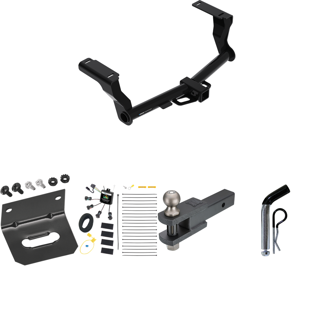 Fits 2016-2023 Subaru Crosstrek Trailer Hitch Tow PKG w/ 4-Flat Zero Contact "No Splice" Wiring Harness + Clevis Hitch Ball Mount w/ 2" Ball + Pin/Clip + Wiring Bracket (For Hybrid Models) By Reese Towpower