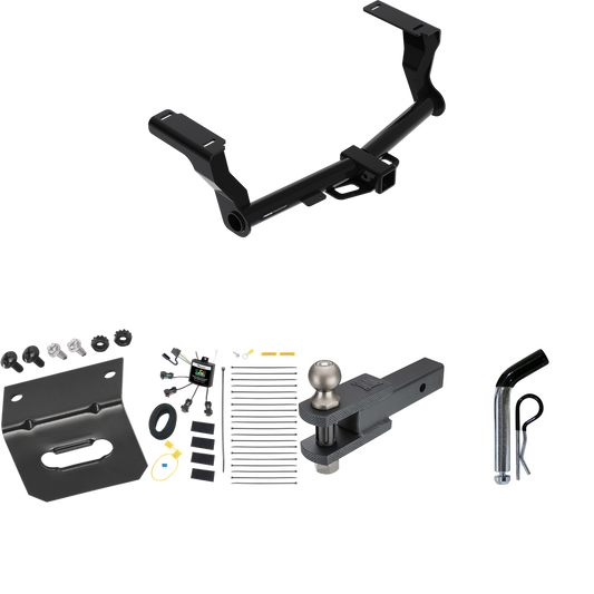 Fits 2016-2023 Subaru Crosstrek Trailer Hitch Tow PKG w/ 4-Flat Zero Contact "No Splice" Wiring Harness + Clevis Hitch Ball Mount w/ 2" Ball + Pin/Clip + Wiring Bracket (For Hybrid Models) By Reese Towpower