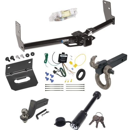 Fits 2010-2016 Cadillac SRX Trailer Hitch Tow PKG w/ 4-Flat Wiring + Interlock Tactical Starter Kit w/ 3-1/4" Drop & 2" Ball + Tactical Hook & Shackle Mount + Tactical Dogbone Lock + Wiring Bracket By Reese Towpower