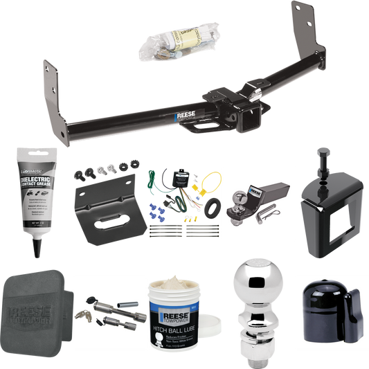 Fits 2010-2016 Cadillac SRX Trailer Hitch Tow PKG w/ 4-Flat Wiring + Starter Kit Ball Mount w/ 2" Drop & 2" Ball + 2-5/16" Ball + Wiring Bracket + Dual Hitch & Coupler Locks + Hitch Cover + Wiring Tester + Ball Lube +Electric Grease + Ball Wrench + A