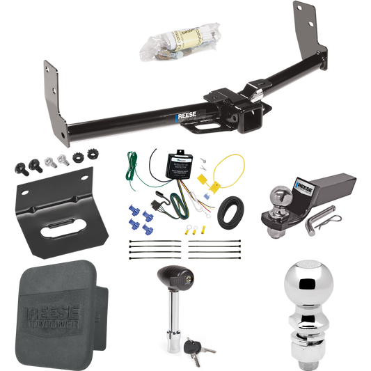 Fits 2010-2016 Cadillac SRX Trailer Hitch Tow PKG w/ 4-Flat Wiring + Starter Kit Ball Mount w/ 2" Drop & 2" Ball + 2-5/16" Ball + Wiring Bracket + Hitch Lock + Hitch Cover By Reese Towpower