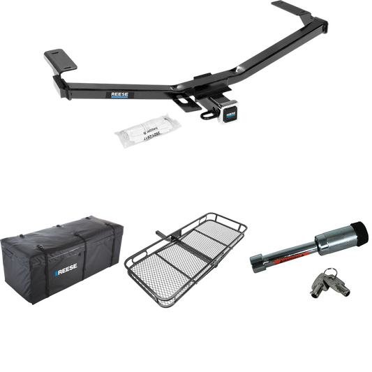 Fits 2011-2014 Ford Edge Trailer Hitch Tow PKG w/ 60" x 24" Cargo Carrier + Cargo Bag + Hitch Lock (For Sport Models) By Reese Towpower