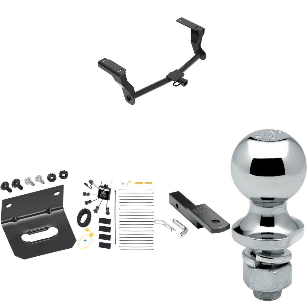 Fits 2016-2023 Subaru Crosstrek Trailer Hitch Tow PKG w/ 4-Flat Zero Contact "No Splice" Wiring Harness + Draw-Bar + 1-7/8" Ball + Wiring Bracket (For Hybrid Models) By Reese Towpower