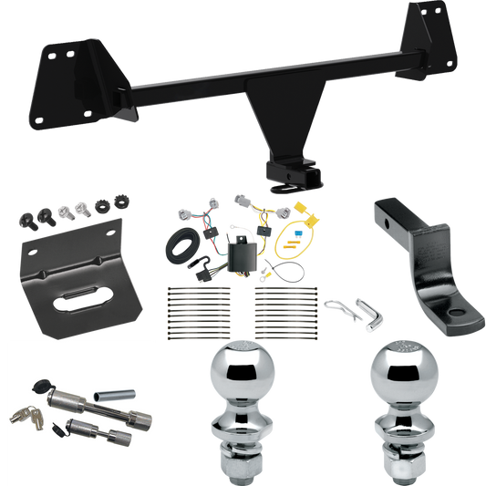 Fits 2018-2022 Toyota C-HR Trailer Hitch Tow PKG w/ 4-Flat Wiring Harness + Draw-Bar + 1-7/8" + 2" Ball + Wiring Bracket + Dual Hitch & Coupler Locks By Draw-Tite