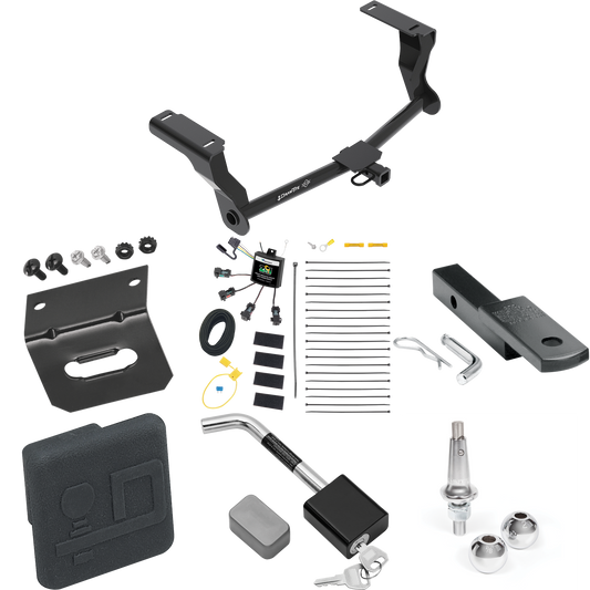 Fits 2016-2023 Subaru Crosstrek Trailer Hitch Tow PKG w/ 4-Flat Zero Contact "No Splice" Wiring Harness + Draw-Bar + Interchangeable 1-7/8" & 2" Balls + Wiring Bracket + Hitch Cover + Hitch Lock (For Hybrid Models) By Draw-Tite