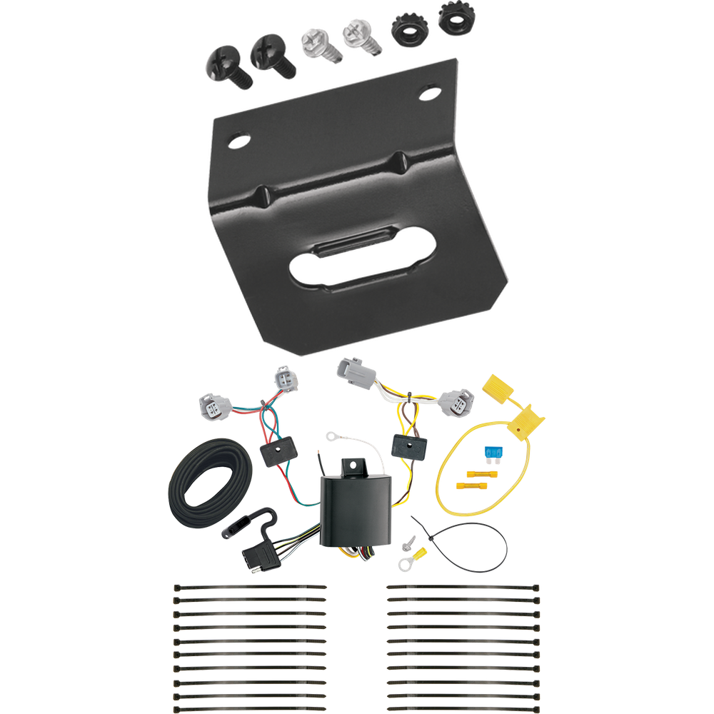 Fits 2018-2022 Toyota C-HR 4-Flat Vehicle End Trailer Wiring Harness + Wiring Bracket By Tekonsha