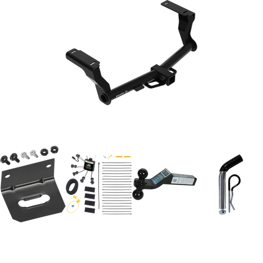 Fits 2016-2023 Subaru Crosstrek Trailer Hitch Tow PKG w/ 4-Flat Zero Contact "No Splice" Wiring Harness + Dual Ball Ball Mount 2" & 2-5/16" Trailer Balls + Pin/Clip +  Wiring Bracket (For Hybrid Models) By Draw-Tite