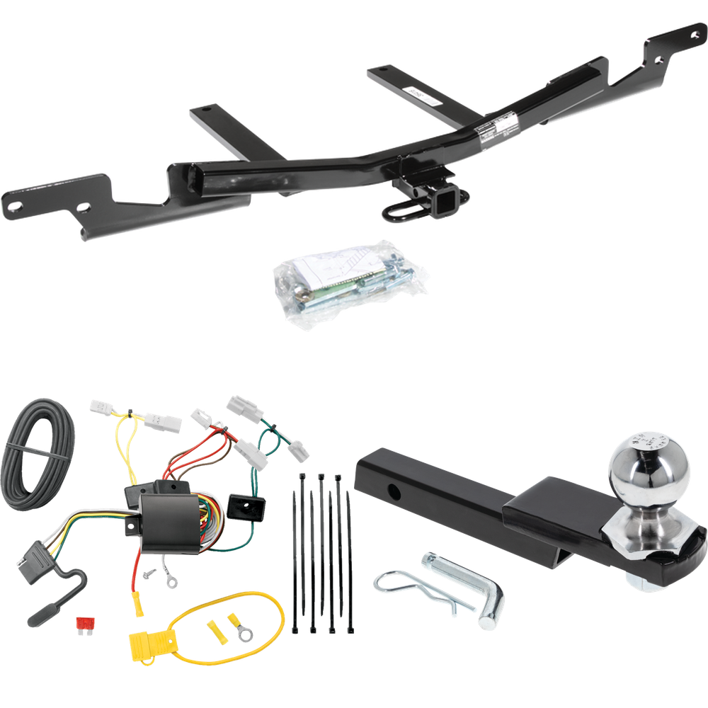 Fits 2007-2009 Toyota Camry Trailer Hitch Tow PKG w/ 4-Flat Wiring Harness + Interlock Starter Kit w/ 2" Ball 1-1/4" Drop 3/4" Rise (For Sedan, Except Hybrid Models) By Draw-Tite