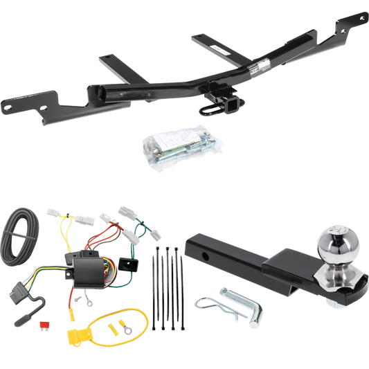 Fits 2007-2009 Toyota Camry Trailer Hitch Tow PKG w/ 4-Flat Wiring Harness + Interlock Starter Kit w/ 2" Ball 1-1/4" Drop 3/4" Rise (For Sedan, Except Hybrid Models) By Draw-Tite