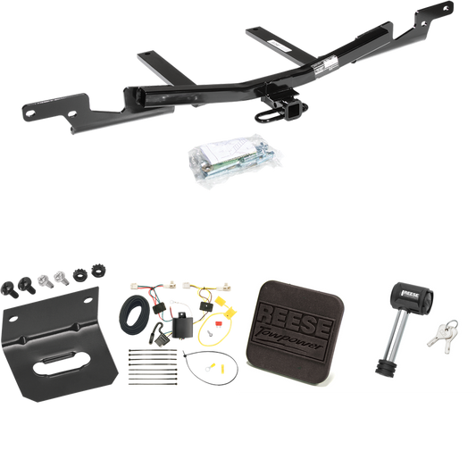 Fits 2007-2011 Toyota Camry Hybrid Trailer Hitch Tow PKG w/ 4-Flat Wiring Harness + Hitch Cover + Hitch Lock (For Sedan Models) By Reese Towpower
