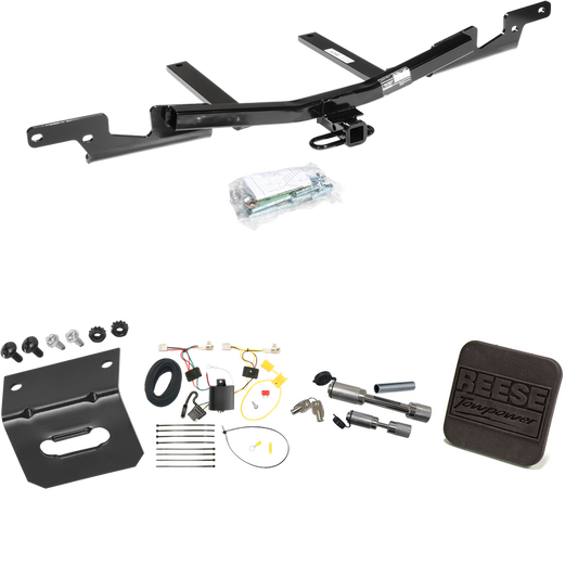 Fits 2010-2011 Toyota Camry Trailer Hitch Tow PKG w/ 4-Flat Wiring Harness + Hitch Cover + Dual Hitch & Coupler Locks (For Sedan, Except Hybrid Models) By Reese Towpower
