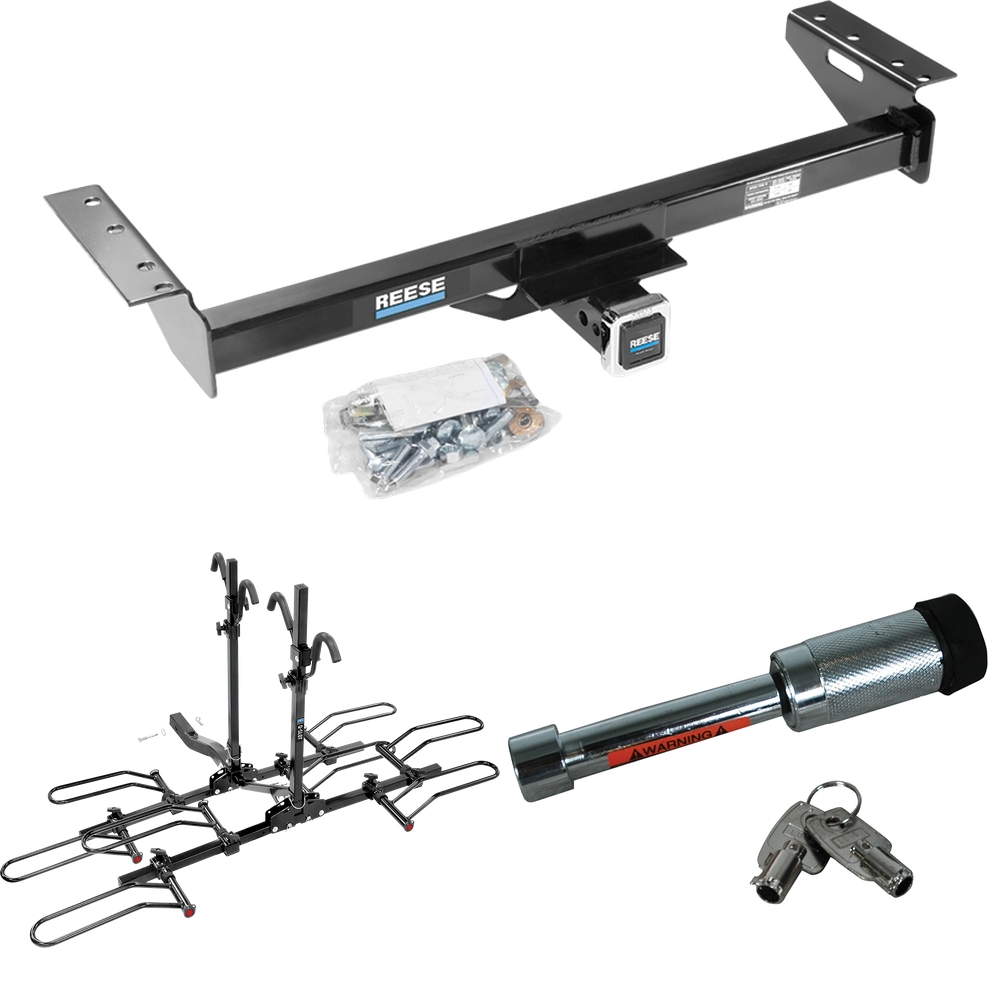 Se adapta al paquete de enganche de remolque Jeep Cherokee 1984-2001 con portaequipajes estilo plataforma para 4 bicicletas + bloqueo de enganche de Reese Towpower