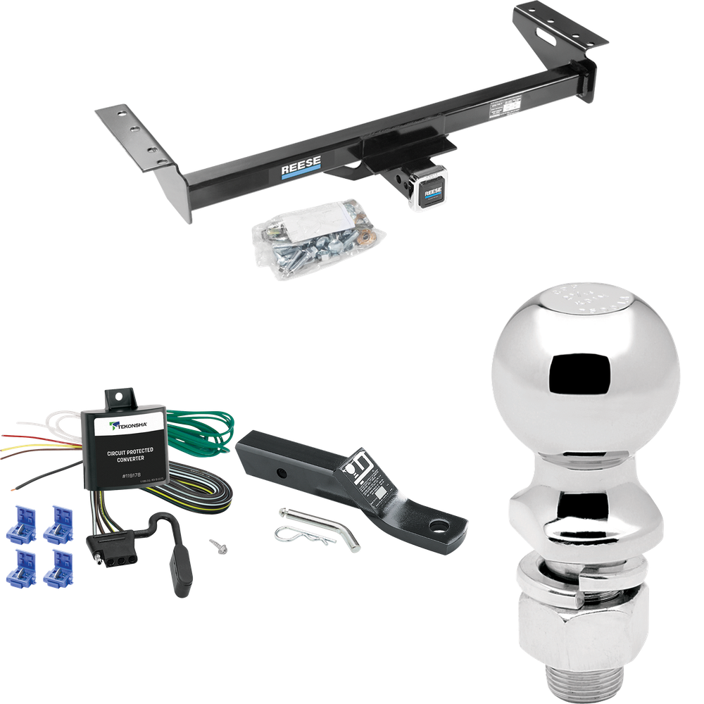 Se adapta al paquete de enganche de remolque Jeep Cherokee 1984-1996 con cableado plano de 4 + soporte de bola con caída de 2" + bola de 2-5/16" de Reese Towpower
