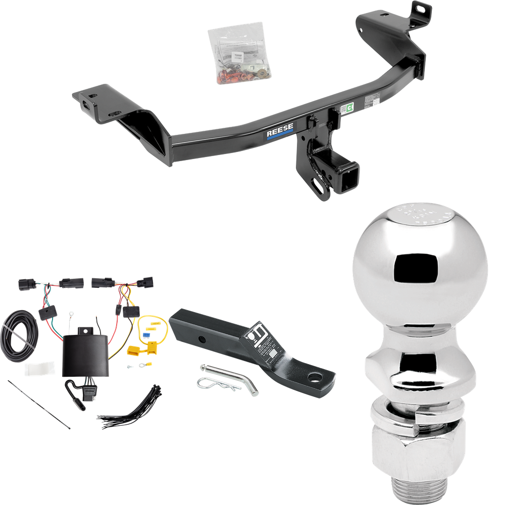 Se adapta al paquete de enganche de remolque Jeep Cherokee 2019-2023 con cableado plano de 4 + soporte de bola con caída de 2" + bola de 2-5/16" de Reese Towpower