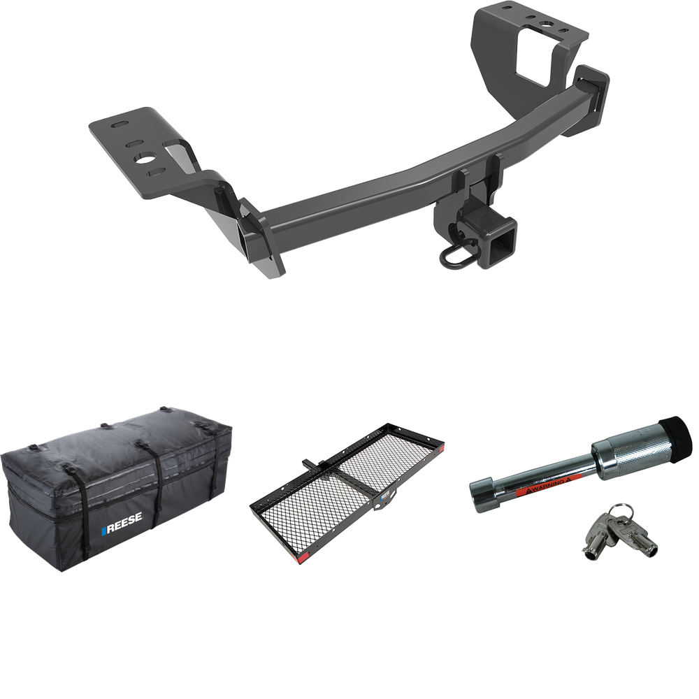 Fits 2014-2018 Subaru Forester Trailer Hitch Tow PKG w/ 48" x 20" Cargo Carrier + Cargo Bag + Hitch Lock By Draw-Tite