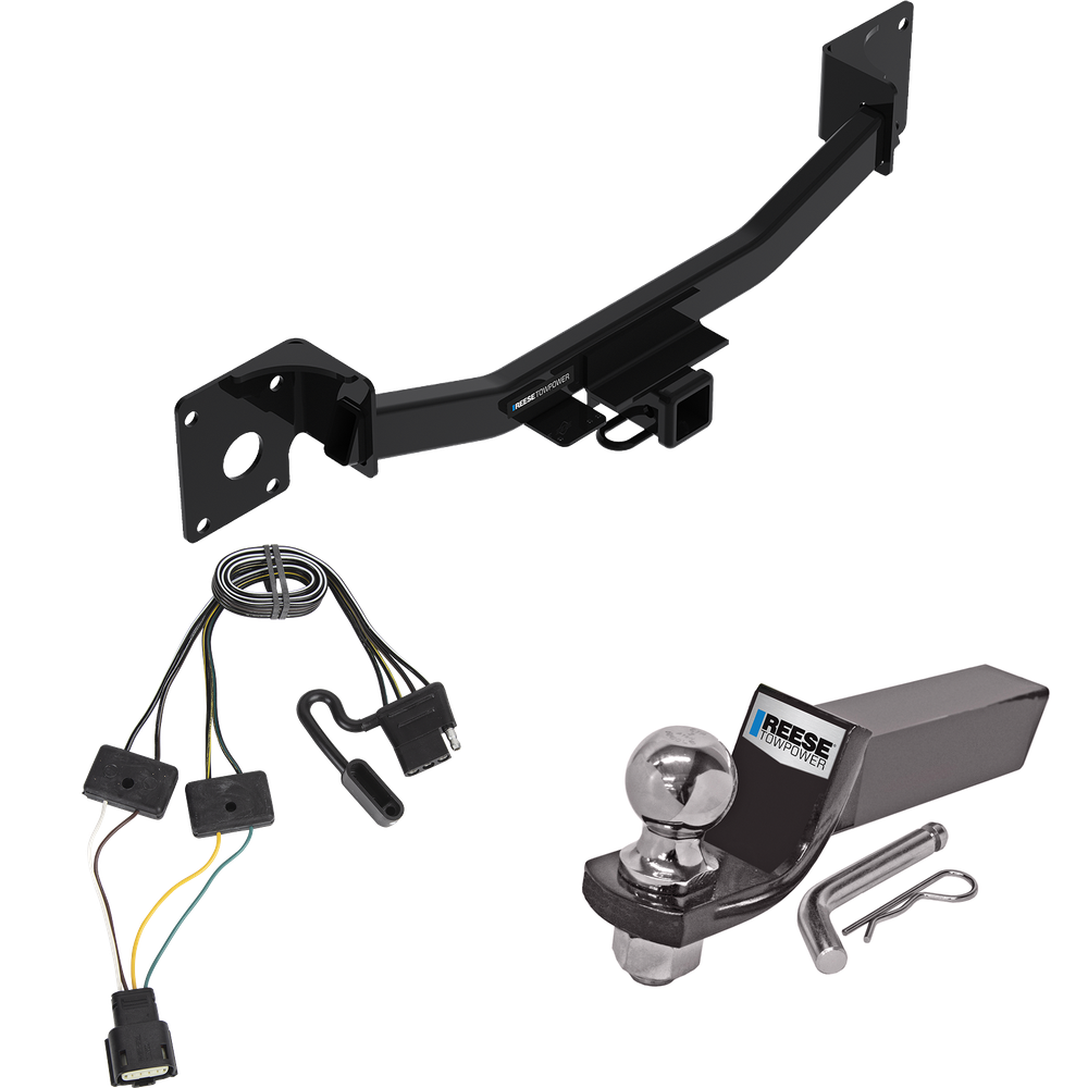 Fits 2019-2023 Cadillac XT4 Trailer Hitch Tow PKG w/ 4-Flat Wiring + Starter Kit Ball Mount w/ 2" Drop & 2" Ball By Reese Towpower