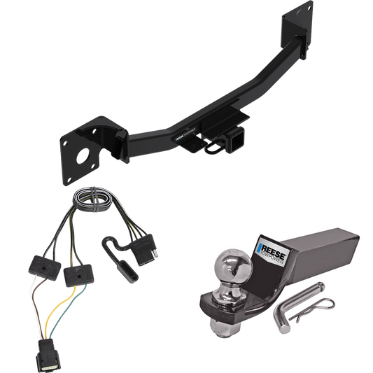 Fits 2019-2023 Cadillac XT4 Trailer Hitch Tow PKG w/ 4-Flat Wiring + Starter Kit Ball Mount w/ 2" Drop & 2" Ball By Reese Towpower