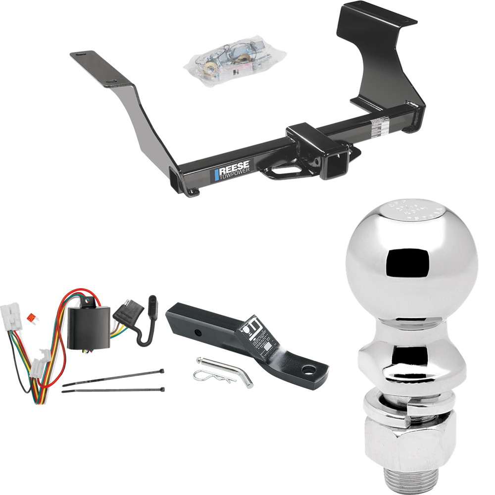 Fits 2009-2013 Subaru Forester Trailer Hitch Tow PKG w/ 4-Flat Wiring + Ball Mount w/ 2" Drop + 2-5/16" Ball By Reese Towpower