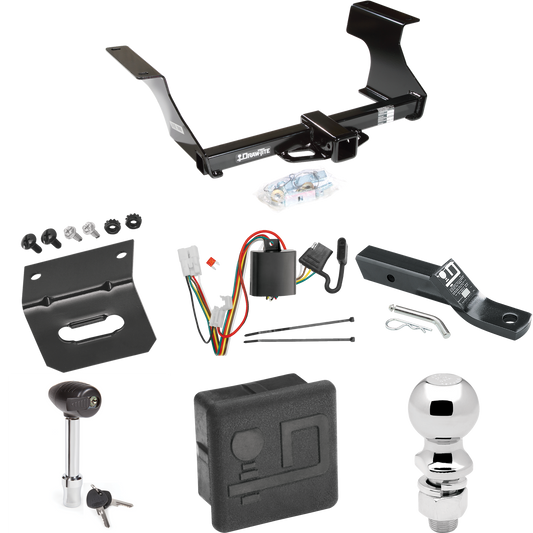 Fits 2009-2013 Subaru Forester Trailer Hitch Tow PKG w/ 4-Flat Wiring + Ball Mount w/ 2" Drop + 2-5/16" Ball + Wiring Bracket + Hitch Lock + Hitch Cover By Draw-Tite