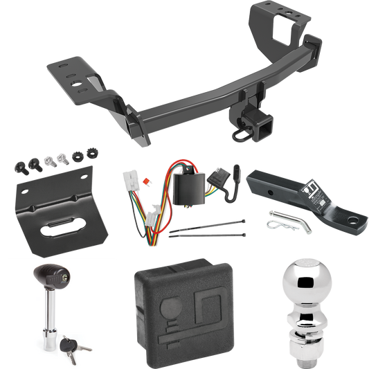 Fits 2014-2018 Subaru Forester Trailer Hitch Tow PKG w/ 4-Flat Wiring + Ball Mount w/ 2" Drop + 2-5/16" Ball + Wiring Bracket + Hitch Lock + Hitch Cover By Draw-Tite