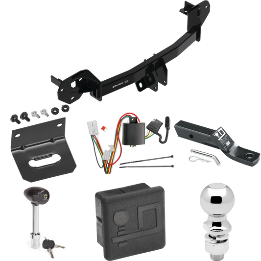 Fits 2019-2022 Subaru Forester Trailer Hitch Tow PKG w/ 4-Flat Wiring + Ball Mount w/ 2" Drop + 2-5/16" Ball + Wiring Bracket + Hitch Lock + Hitch Cover By Draw-Tite