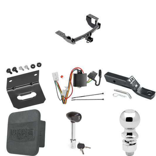 Fits 2014-2018 Subaru Forester Trailer Hitch Tow PKG w/ 4-Flat Wiring + Ball Mount w/ 2" Drop + 2-5/16" Ball + Wiring Bracket + Hitch Lock + Hitch Cover By Reese Towpower