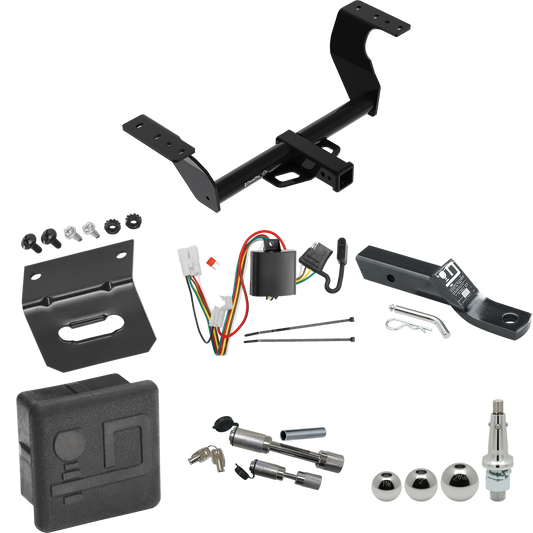 Fits 2019-2022 Subaru Forester Trailer Hitch Tow PKG w/ 4-Flat Wiring + Ball Mount w/ 2" Drop + Interchangeable Ball 1-7/8" & 2" & 2-5/16" + Wiring Bracket + Dual Hitch & Coupler Locks + Hitch Cover By Draw-Tite