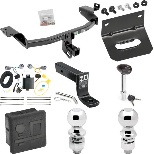 Fits 2014-2018 Jeep Cherokee Trailer Hitch Tow PKG w/ 4-Flat Wiring + Ball Mount w/ 4" Drop + 2" Ball + 2-5/16" Ball + Wiring Bracket + Hitch Lock + Hitch Cover By Draw-Tite