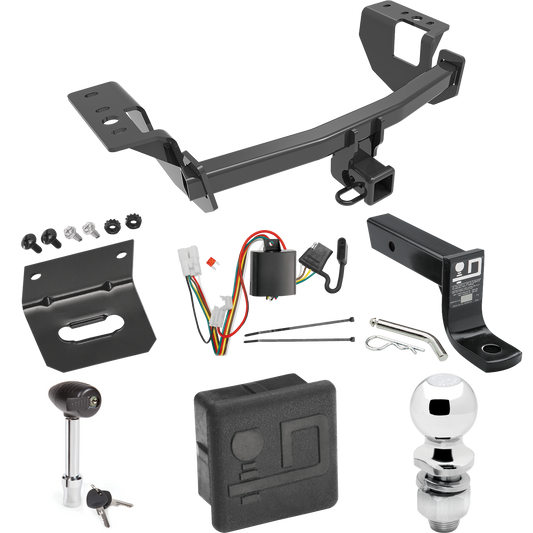 Fits 2014-2018 Subaru Forester Trailer Hitch Tow PKG w/ 4-Flat Wiring + Ball Mount w/ 4" Drop + 2" Ball + Wiring Bracket + Hitch Lock + Hitch Cover By Draw-Tite