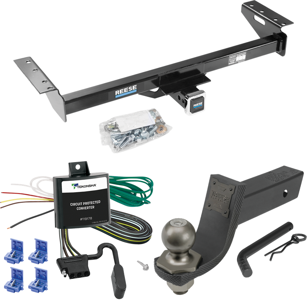 Fits 1984-1996 Jeep Cherokee Trailer Hitch Tow PKG w/ 4-Flat Wiring + Interlock Tactical Starter Kit w/ 3-1/4" Drop & 2" Ball By Reese Towpower