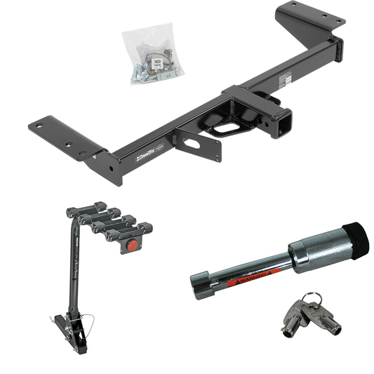 Fits 2020-2023 Cadillac XT5 Trailer Hitch Tow PKG w/ 4 Bike Carrier Rack + Hitch Lock By Draw-Tite