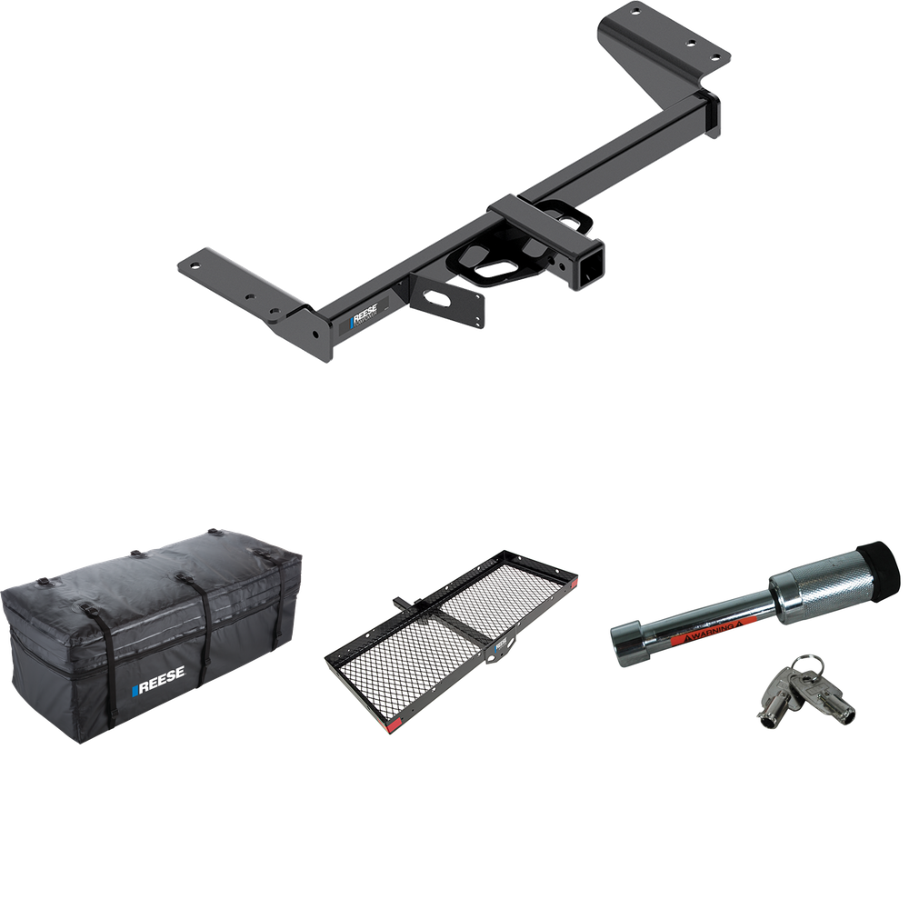 Fits 2020-2023 Cadillac XT5 Trailer Hitch Tow PKG w/ 48" x 20" Cargo Carrier + Cargo Bag + Hitch Lock By Reese Towpower