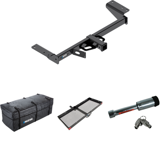 Fits 2020-2023 Cadillac XT5 Trailer Hitch Tow PKG w/ 48" x 20" Cargo Carrier + Cargo Bag + Hitch Lock By Reese Towpower