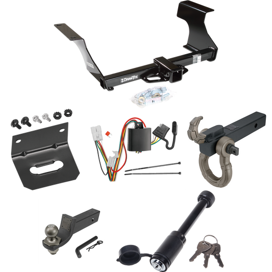 Fits 2009-2013 Subaru Forester Trailer Hitch Tow PKG w/ 4-Flat Wiring + Interlock Tactical Starter Kit w/ 2" Drop & 2" Ball + Tactical Hook & Shackle Mount + Tactical Dogbone Lock + Wiring Bracket By Draw-Tite