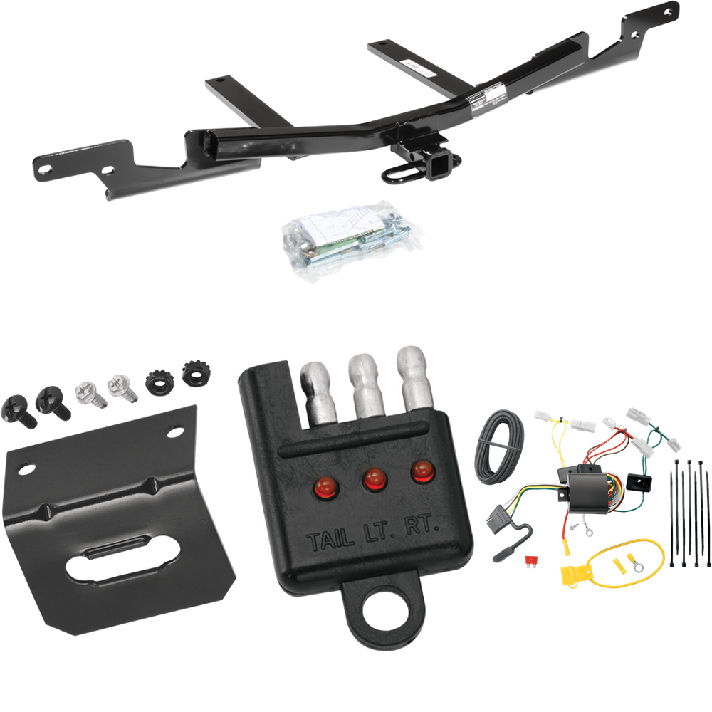 Fits 2007-2009 Toyota Camry Trailer Hitch Tow PKG w/ 4-Flat Wiring Harness + Bracket + Tester (For Sedan, Except Hybrid Models) By Draw-Tite