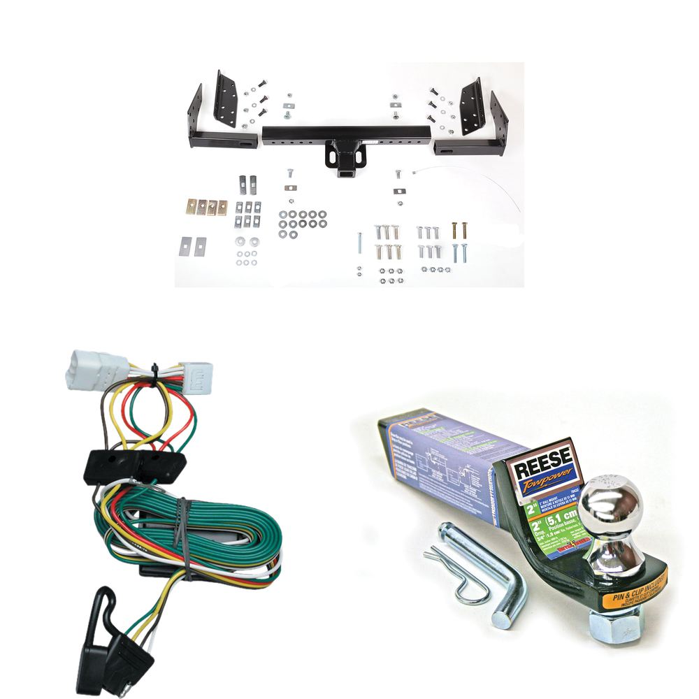 Se adapta al paquete de enganche de remolque Jeep Cherokee 1997-2001 con cableado plano de 4 + kit de montaje de bola de inicio con caída de 2" y bola de 1-7/8" de Reese Towpower